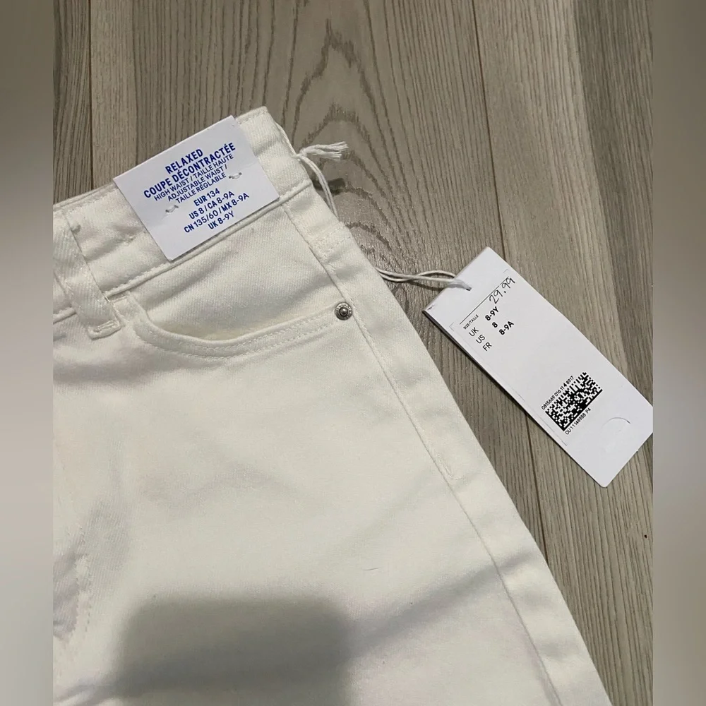 H&M Girls White Jeans Size 8/9 NWT